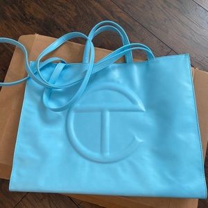 TELFAR POOL BLUE LARGE SHOPPING BAG